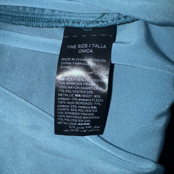 Chicos Travelers Collection Teal Blue Cascading Beaded Jacket Size 4 - Picture 8 of 8